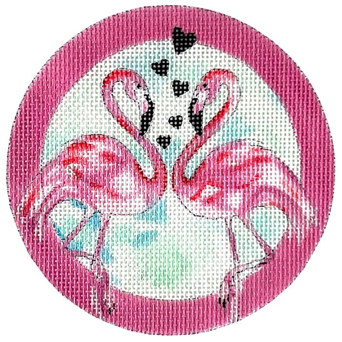 2 Flamingos with Border