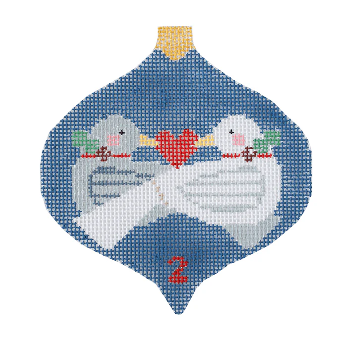2 Turtle Doves Bauble w/Stitch Guide - 12 Days of Christmas