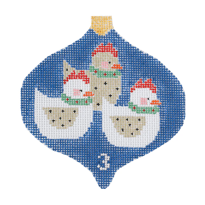 3 French Hens Bauble w/Stitch Guide - 12 Days of Christmas