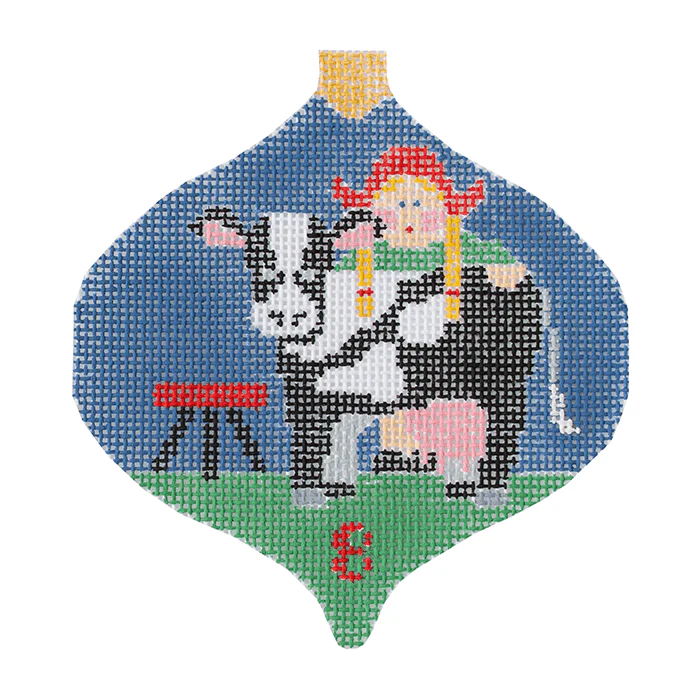 8 Maids Milking Bauble w/Stitch Guide - 12 Days of Christmas