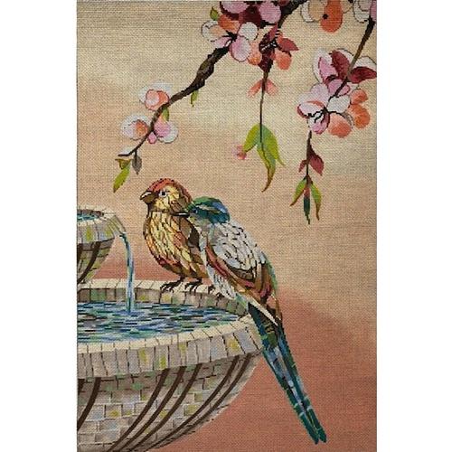 Birds in Fountain Mosaic