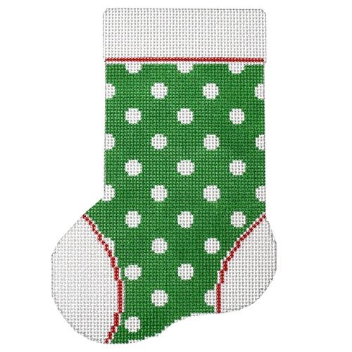 Mini Sock Green White Dots