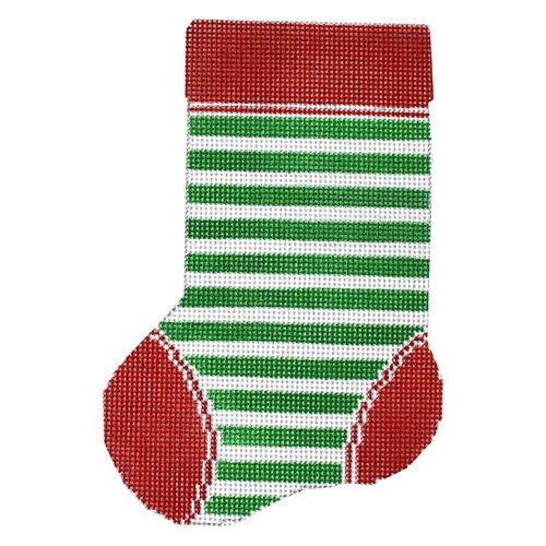 Mini Sock Green White Stripe