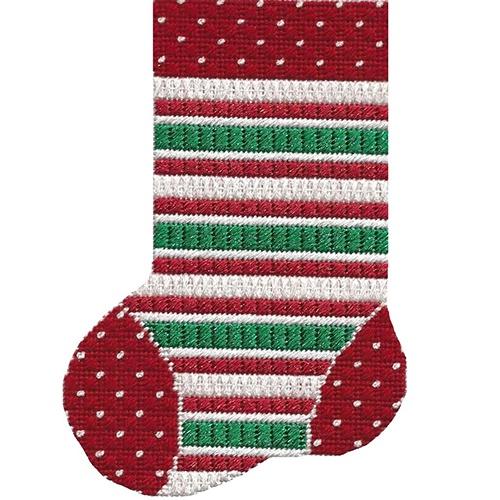 Mini Sock Red, White, & Green Stripe