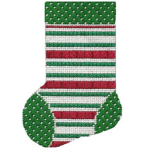 Mini Sock with Red, White, & Green Lines