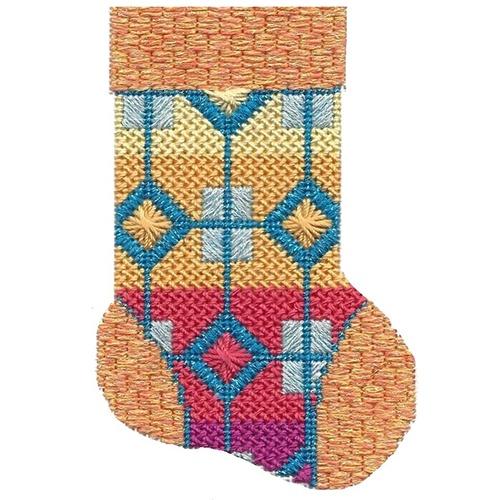 Peach & Turquoise Mini Sock with Stitch Guide