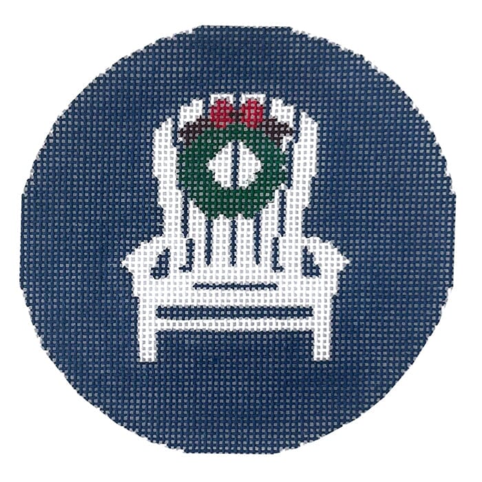 Adirondack Chair with Wreath on Blue Round