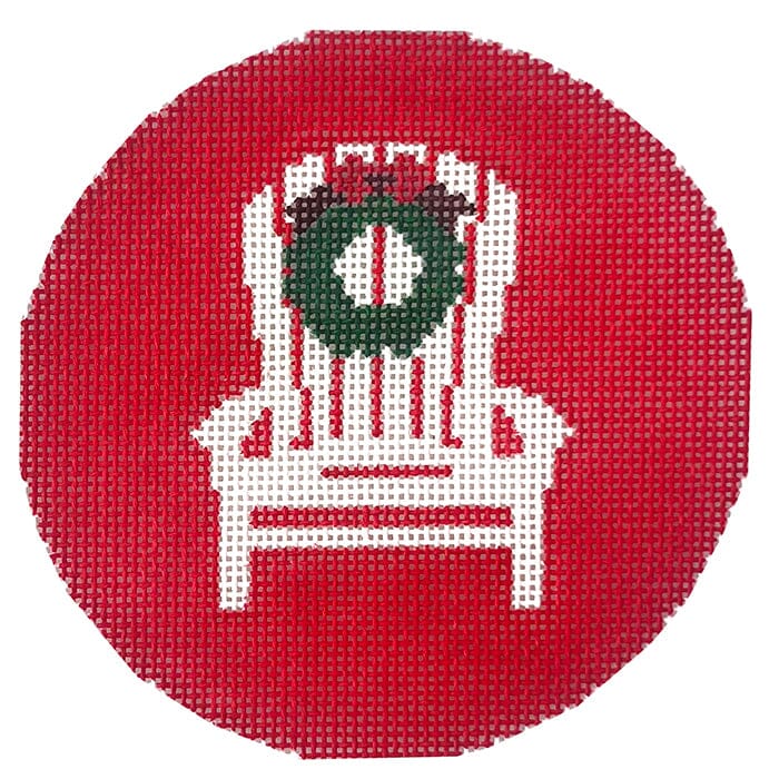Adirondack Chair with Wreath on Red Round