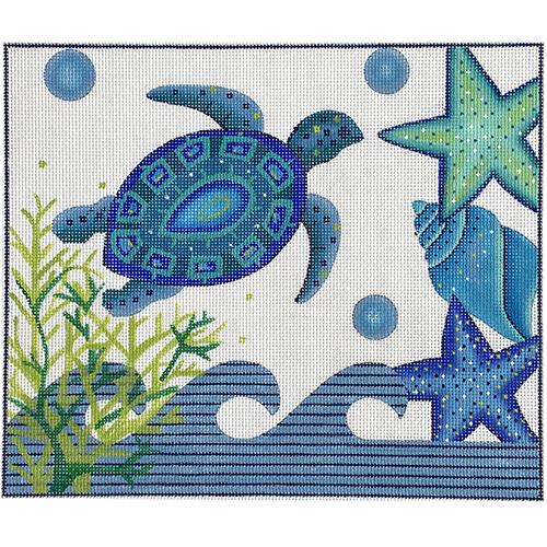Blue Sea Turtles & Shells