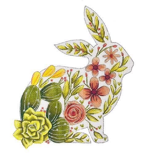 Bunny Silhouette with Flowers