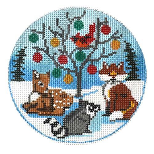Christmas Tree and Animals 4" Round