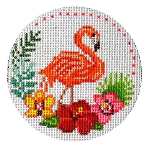 Flamingo with Tropical Flowers