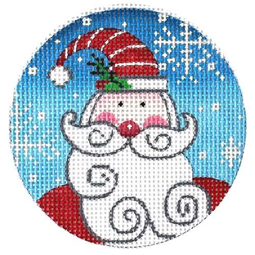 Santa on Blue 4" Round