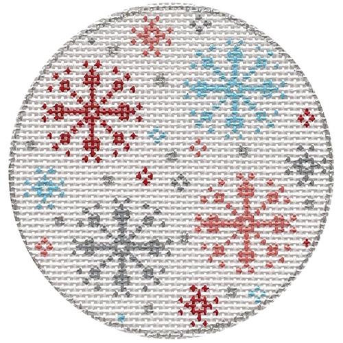 Snowflakes Red Blue 4" Round