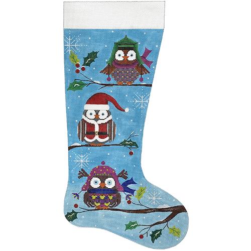 Winter Owls Trio Stocking