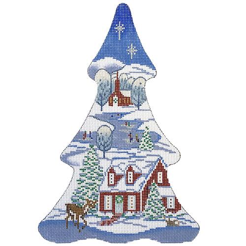 Winter Village Christmas Tree Shape