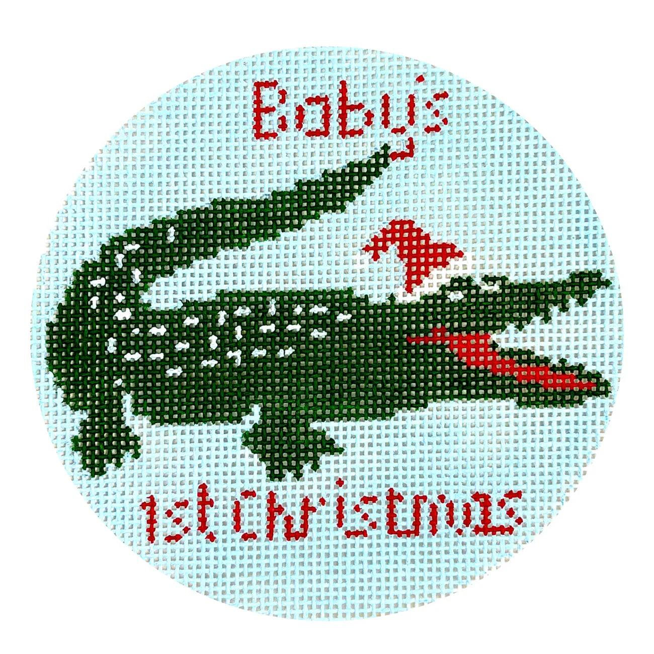 Alligator Baby's First Christmas Round - Blue