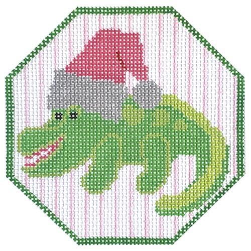 Alligator with Santa Hat Octagon