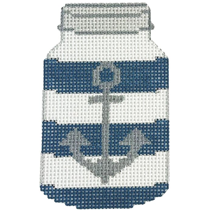 Anchor on Stripes - Mason Jar