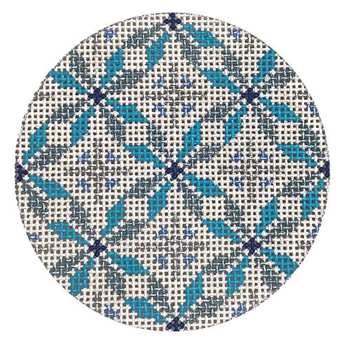 Aqua & Silver Geometric Round #2
