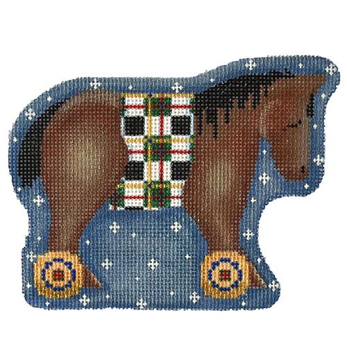Bay Horse w/Plaid on Wheels
