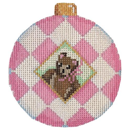 Pink Bear Harlequin Ball Ornament
