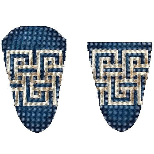 Woven Key Border Scissors Case - Blue