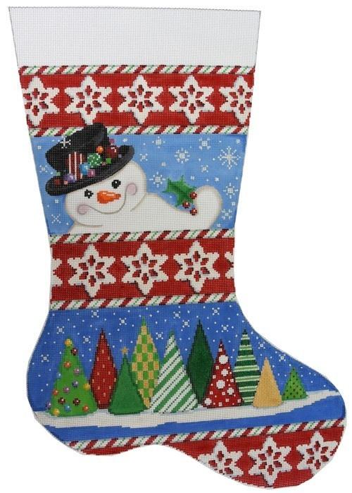 Snowman/Trees Stocking