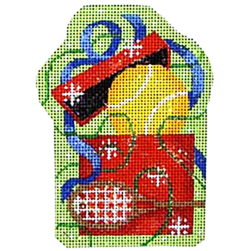 Tennis Ball in Present Ornament
