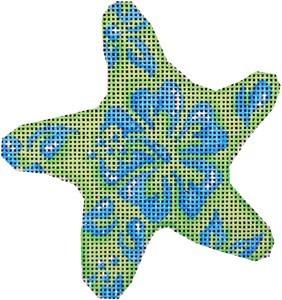 Blue & Lime Hibiscus Starfish Ornament