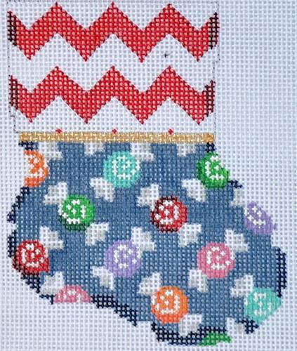 Red Chevron / Multi-Candies Mini Sock
