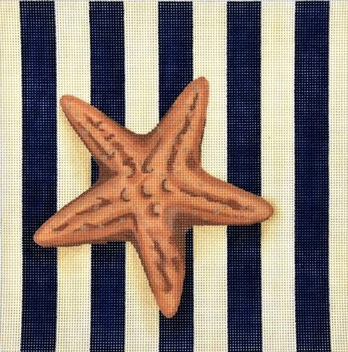 Starfish on Stripes Square Pillow
