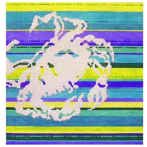 Crab Silhouette on Stripes Square