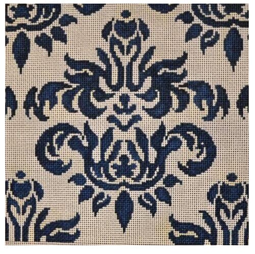 Cream & Navy Damask Square