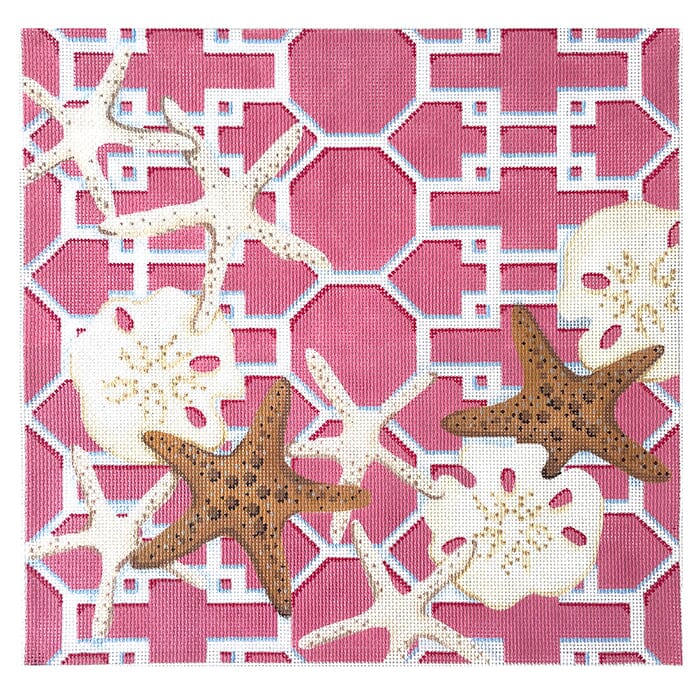 Starfish & Sand Dollars Lattice on Pink