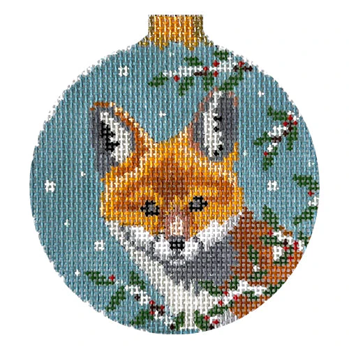 Baby Fox in Holly, 3.25" Round