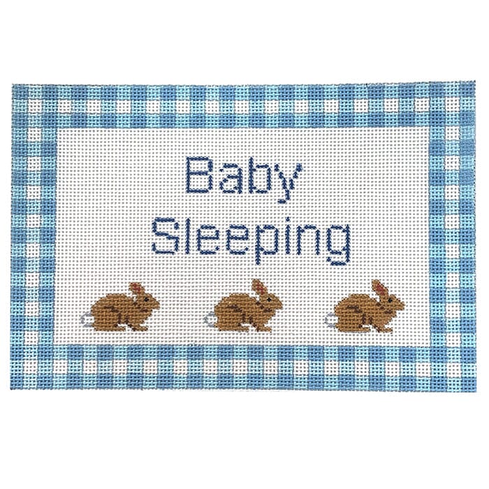 Baby Sleeping Bunnies Blue Gingham