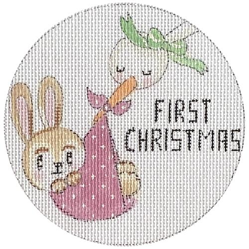 Baby's First Christmas - Stork & Girl Bunny