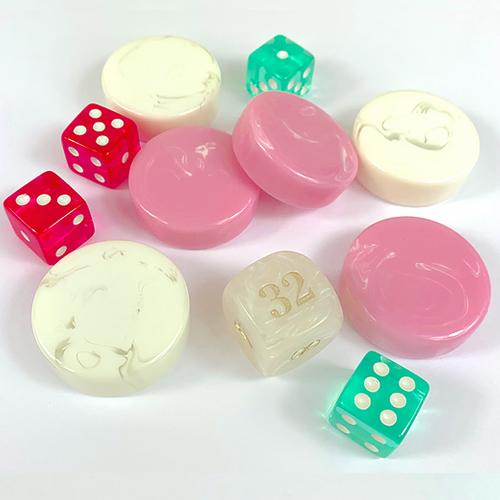 Backgammon Accessory Set - Pucci Inspired Pink, White, Turquoise