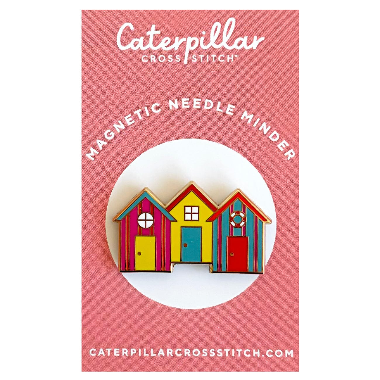 Beach Huts Enamel Needleminder