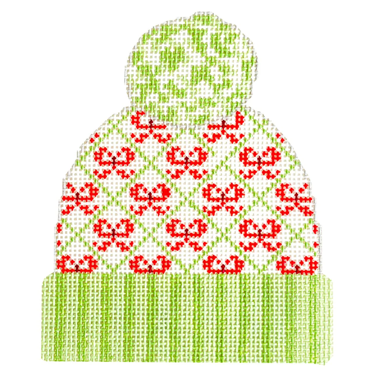 Beanie - Red Bows on Green
