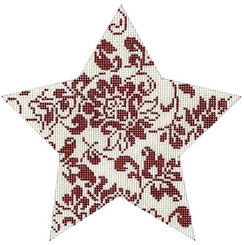 Bill's Damask Star - Red & Ivory