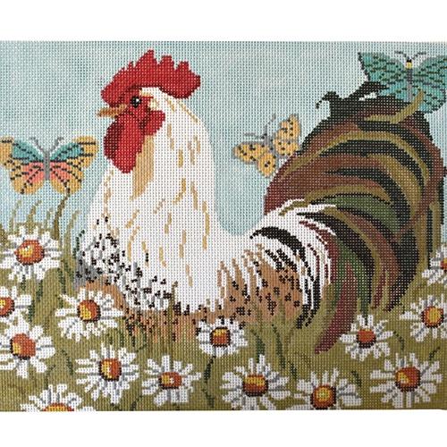 Rooster with Daisies