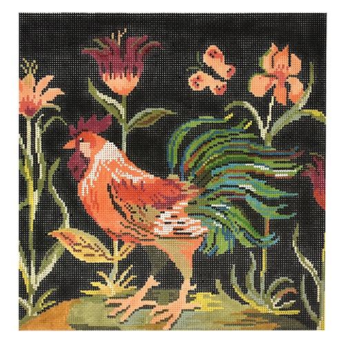 Rooster with Flowers
