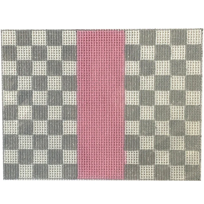 Bitsy Flat Checkered Squares - Gray/Pink