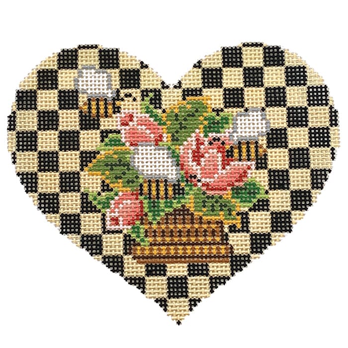 Black and White Christmas Roses Heart