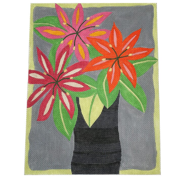Black Vase with Flowers