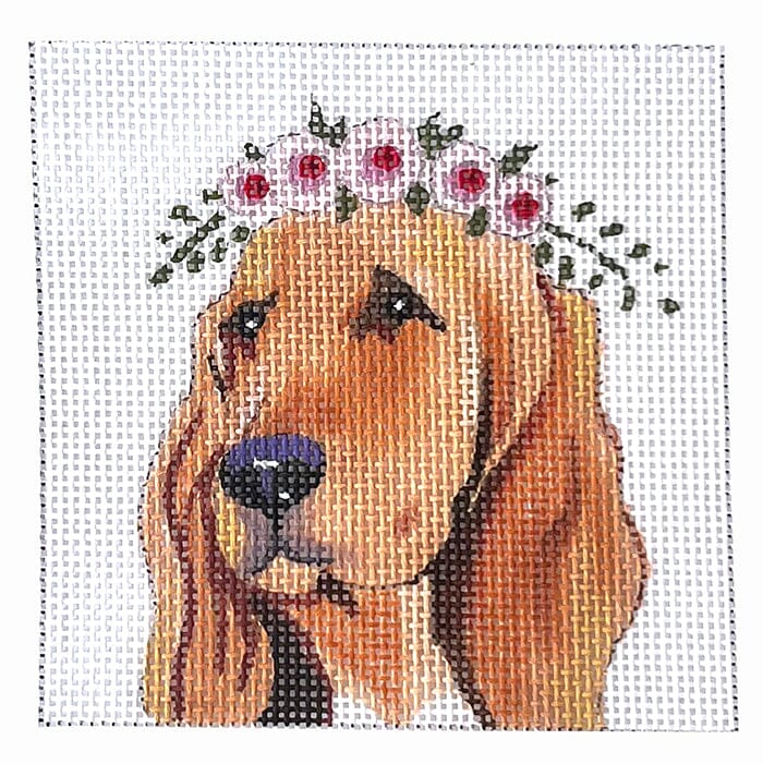 Bloodhound with Floral Crown