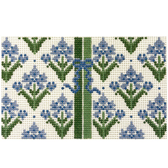 Blue Block Print Bow Clutch