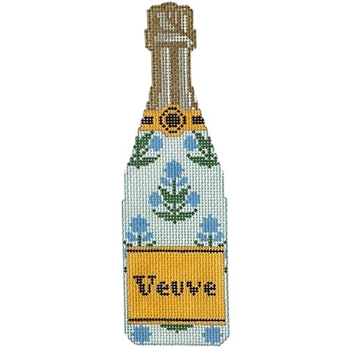 Champagne Bottle - Blue Block Print